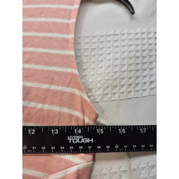 Rewind Dress Womens Size XS Pink White Stripe Mini Crew Neck Sleeveless Zip 7375 - Picture 3 of 7